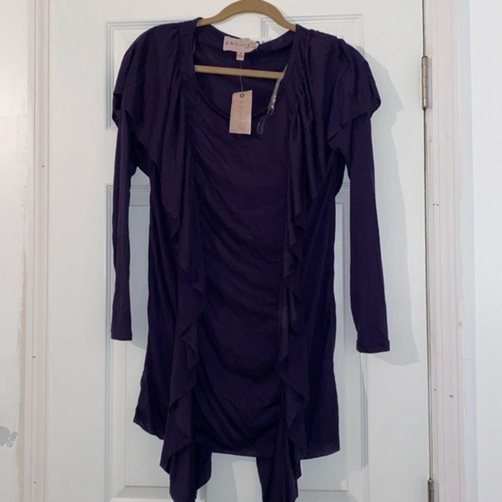 Philosophy Ruffled Fitted Long Sleeve top